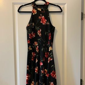 Aqua Bloomingdales Black Hawaiian Flower Dress